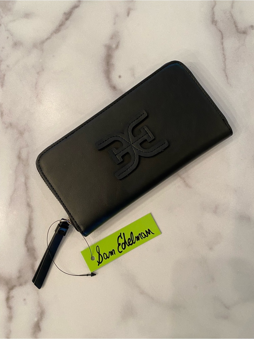 SAM EDELMAN Black Sophia Zip Around Wallet